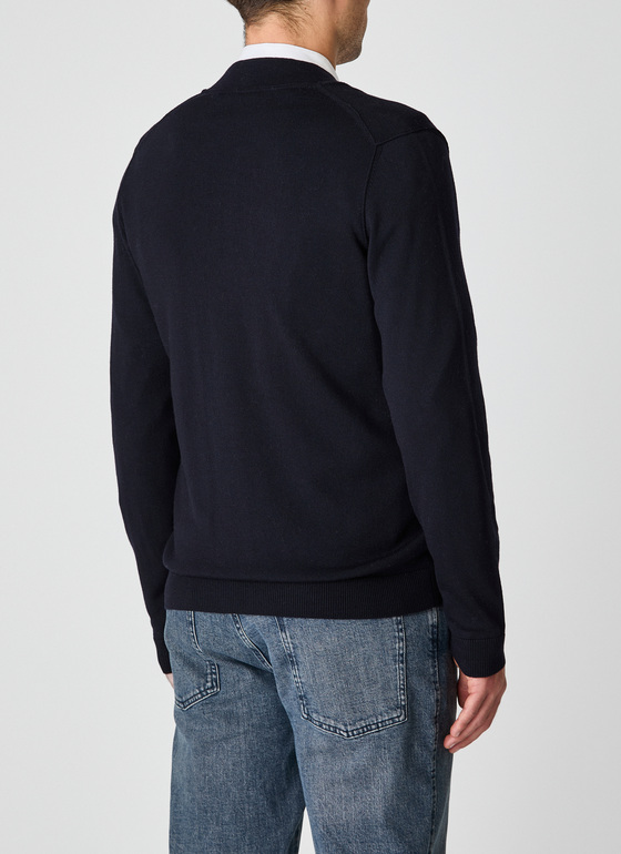 Strickjacke Zip 1/1 Arm Navy Frontansicht