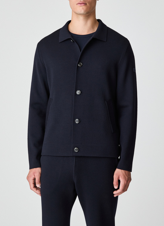 Strickjacke Knopf 1/1 Arm Navy Frontansicht