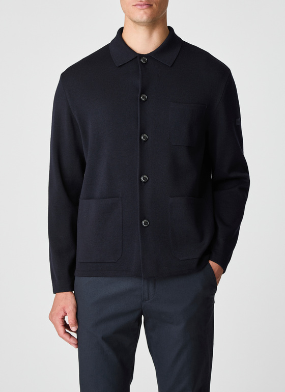 Strickjacke Knopf 1/1 Arm Navy Frontansicht