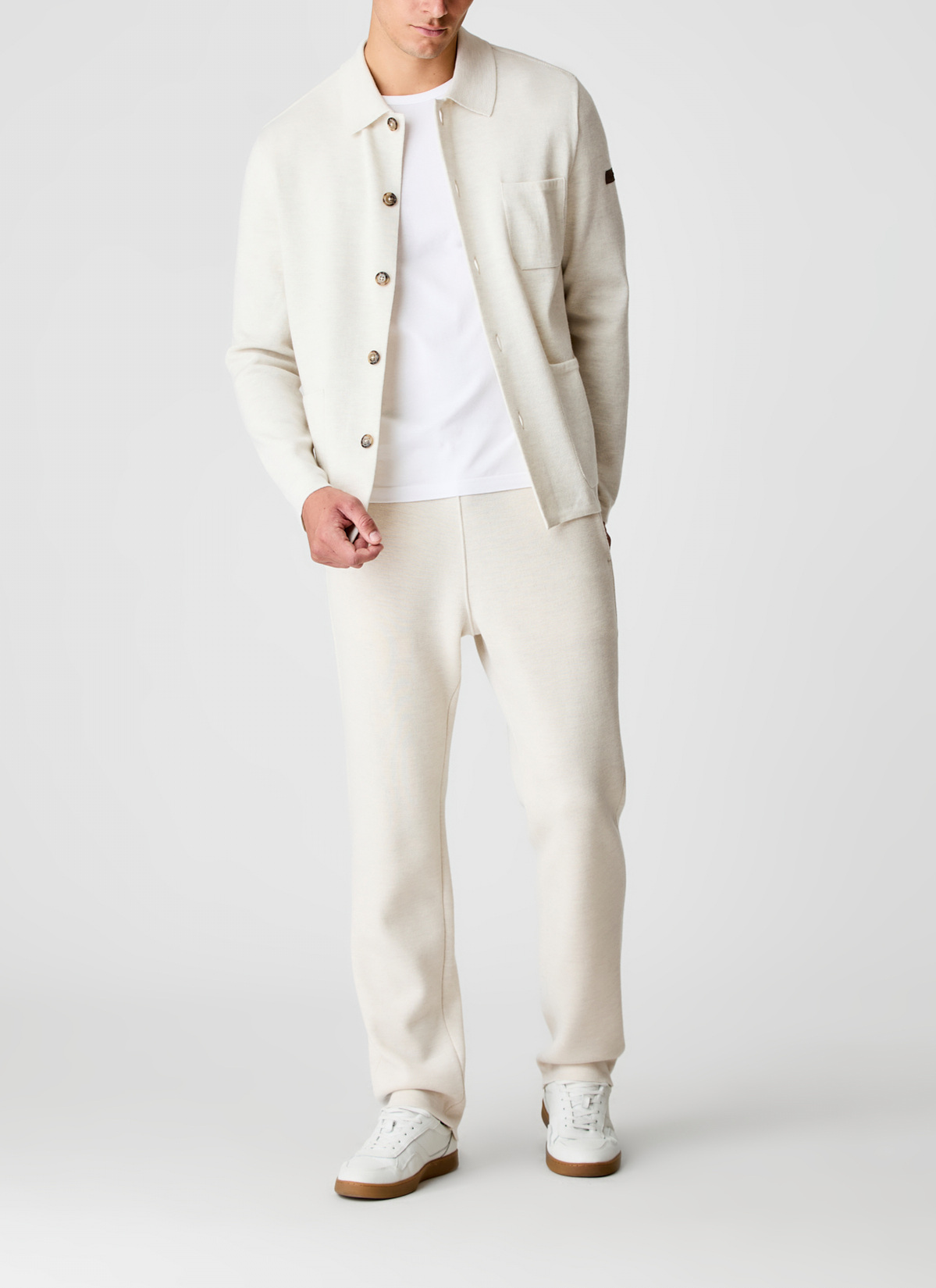 Strickjacke Knopf 1/1 Arm, Off White Detailansicht 1