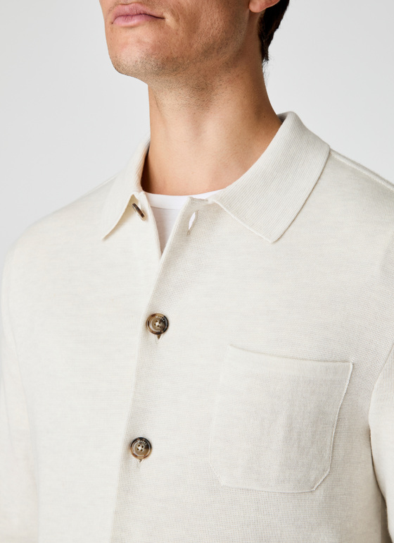 Strickjacke Knopf 1/1 Arm Off White Frontansicht