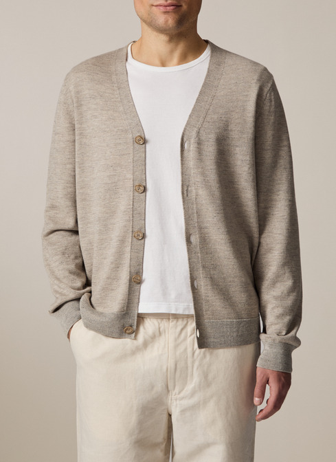 Große Größen Maerz Strickjacke Herren Merinowolle Strickjacke Schalkragen  1/1 Arm In Fine Flour Der Offizielle