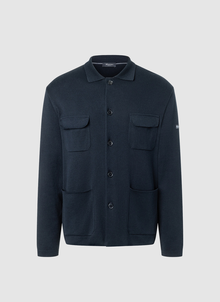 Strick Blazer, Navy Frontansicht