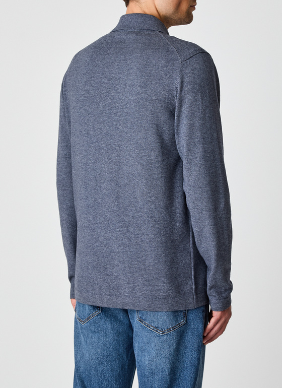 Strickjacke Knopf 1/1 Arm Ink Blue Frontansicht