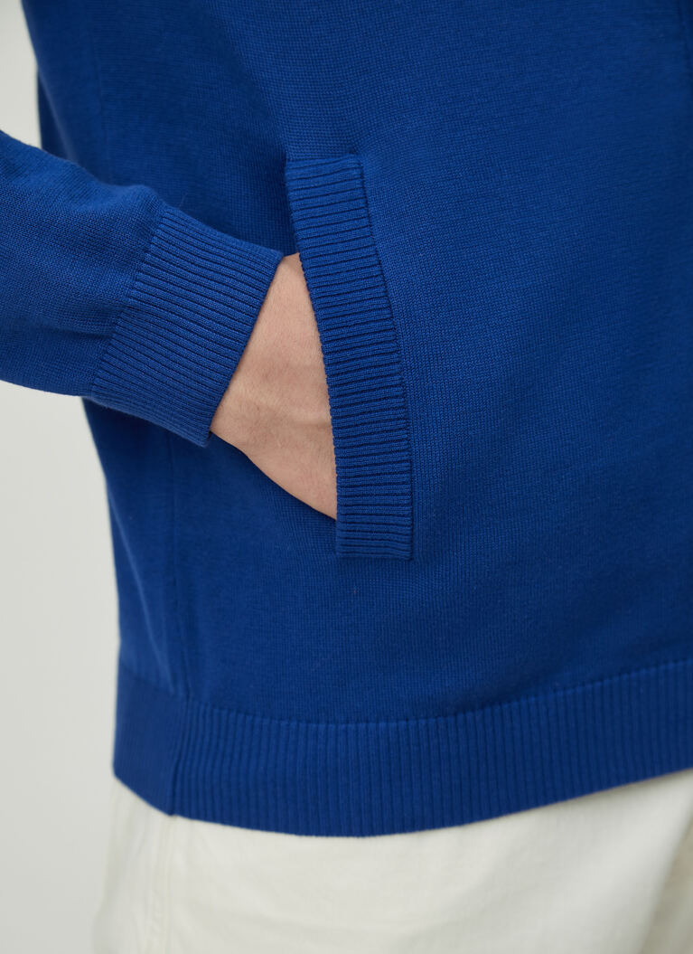 Strickjacke Zip 1/1 Arm, Nautic Blue Detailansicht 2