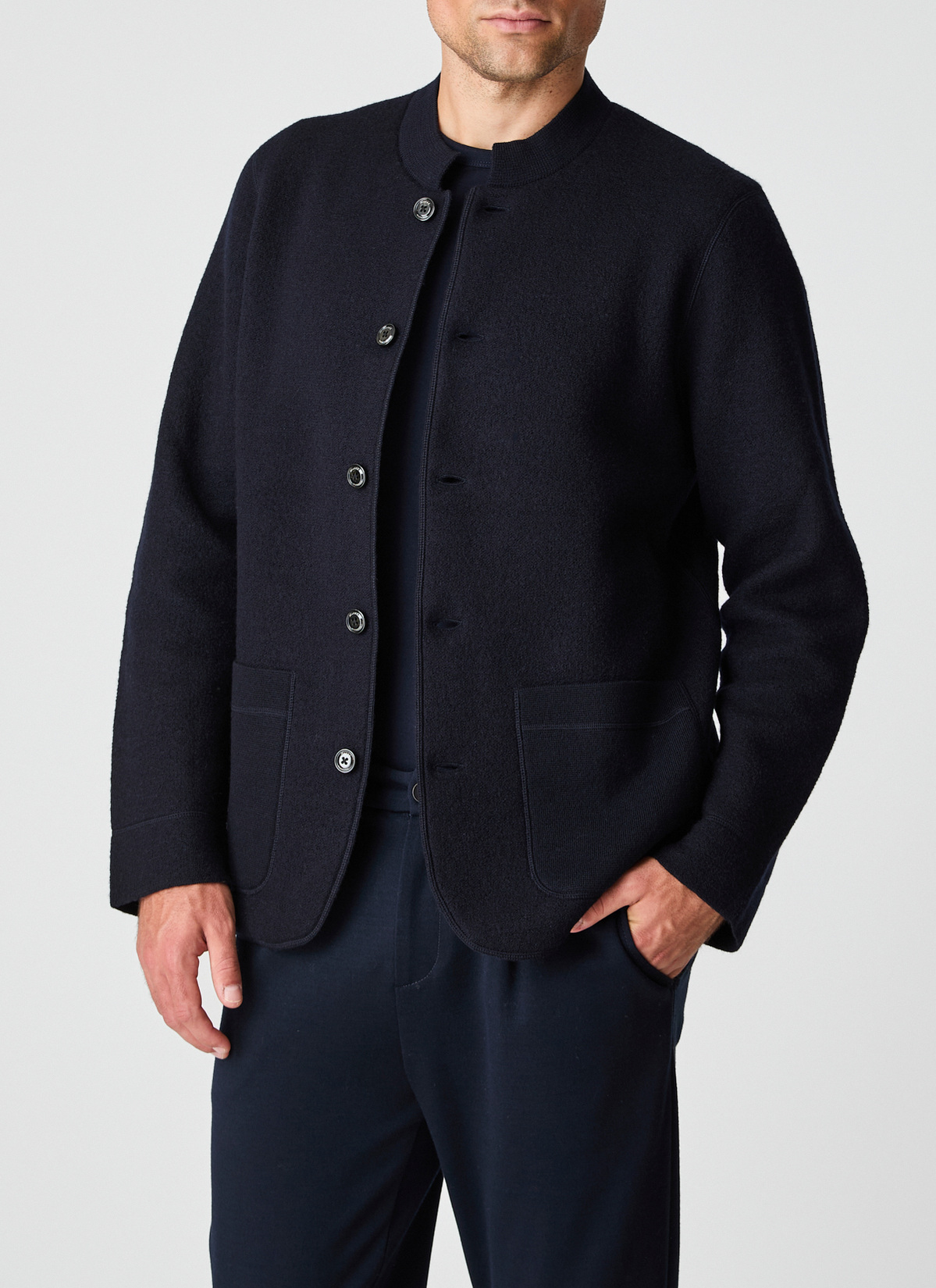 Strickjacke Knopf 1/1 Arm, Navy Frontansicht