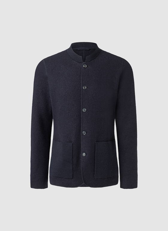 Strickjacke Knopf 1/1 Arm Navy Frontansicht