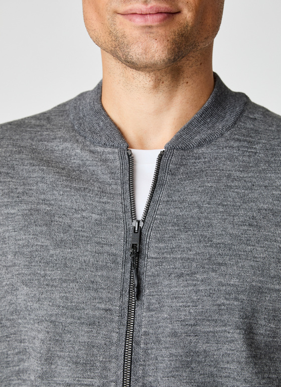 Strickjacke mit Kapuze 1/1 Arm Smoky Grey Frontansicht