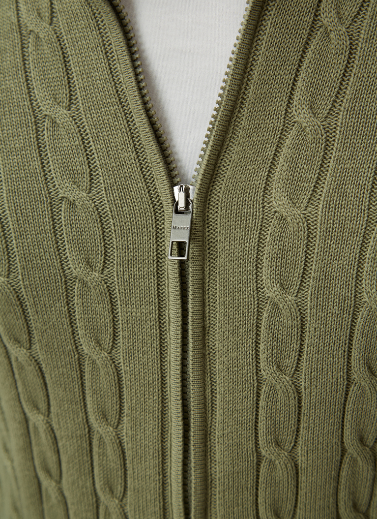 Strickjacke Zip 1/1 Arm, Moss Carpet Detailansicht 1