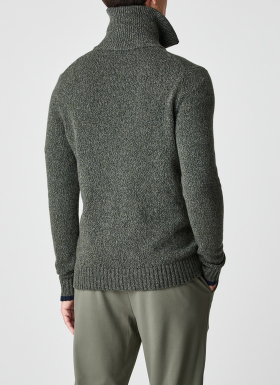 Strickjacke Zip 1/1 Arm Dark Moss Frontansicht