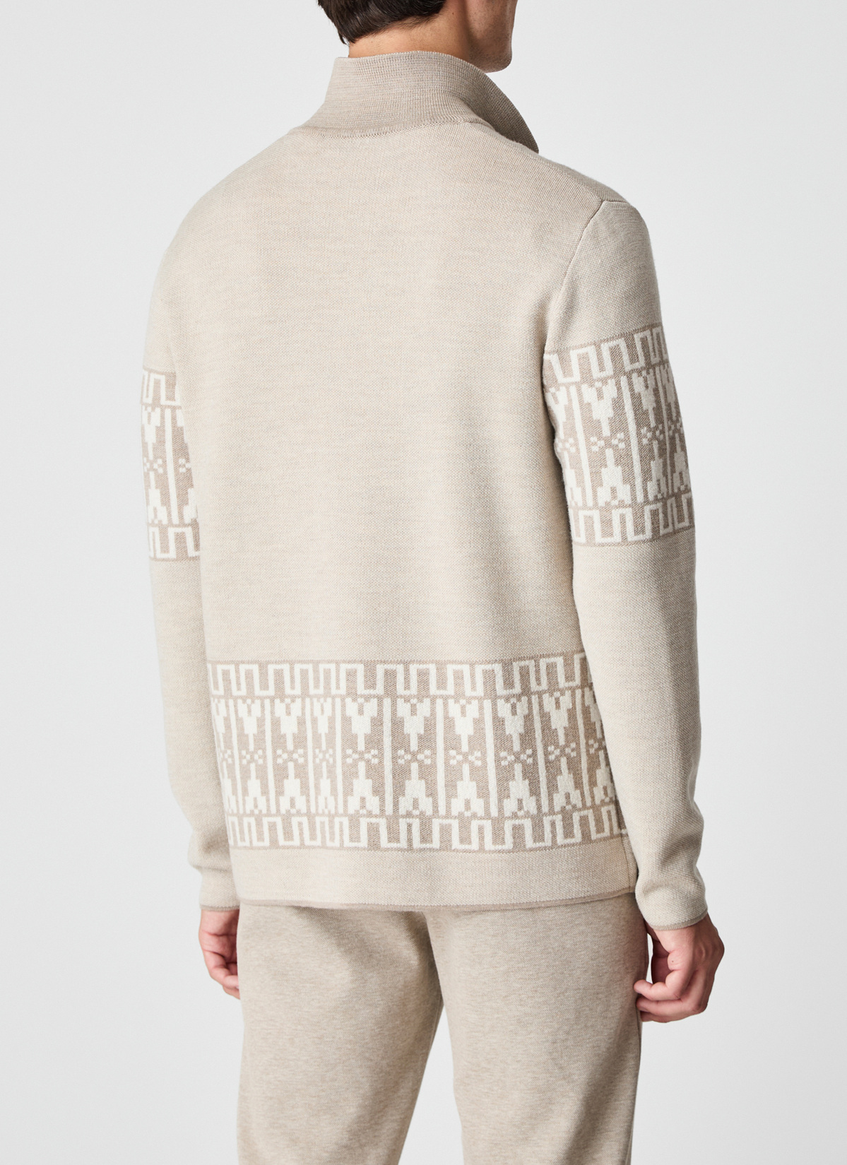 Strickjacke Knopf 1/1 Arm, Iced Latte Rückansicht