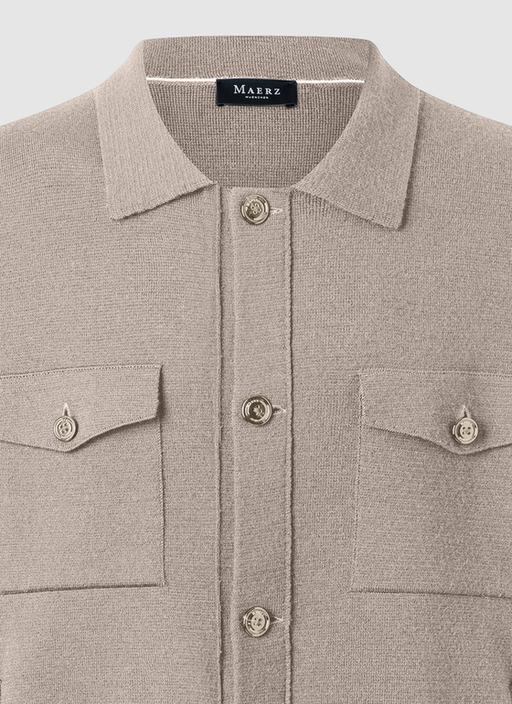 Strickjacke Knopf 1/1 Arm Iced Latte Frontansicht