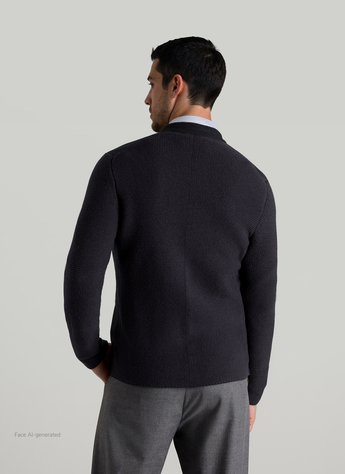 Strickjacke Knopf 1/1 Arm, Navy Rückansicht