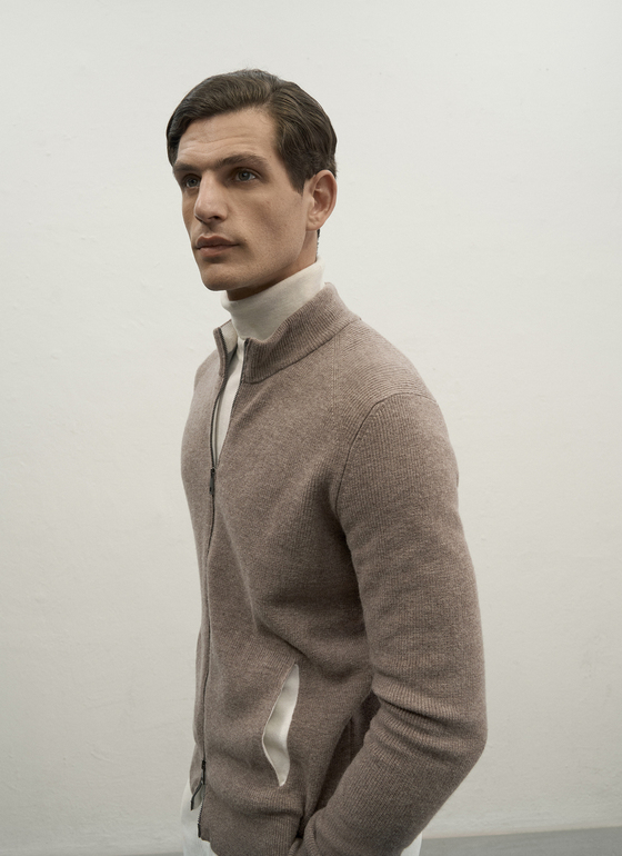 Strickjacke Zip 1/1 Arm Twig Frontansicht