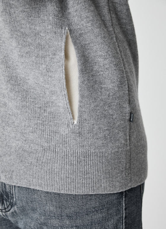 Strickjacke Zip 1/1 Arm Smoky Grey Frontansicht