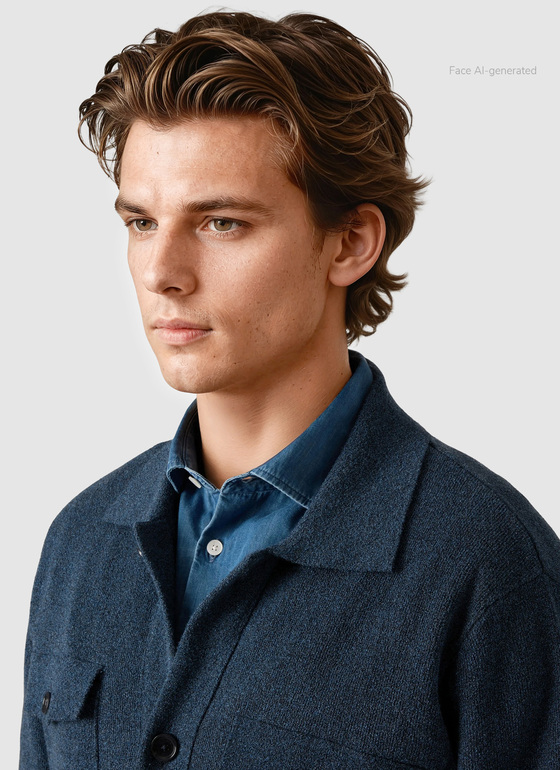 Strickjacke Knopf 1/1 Arm Dawn Blue Frontansicht