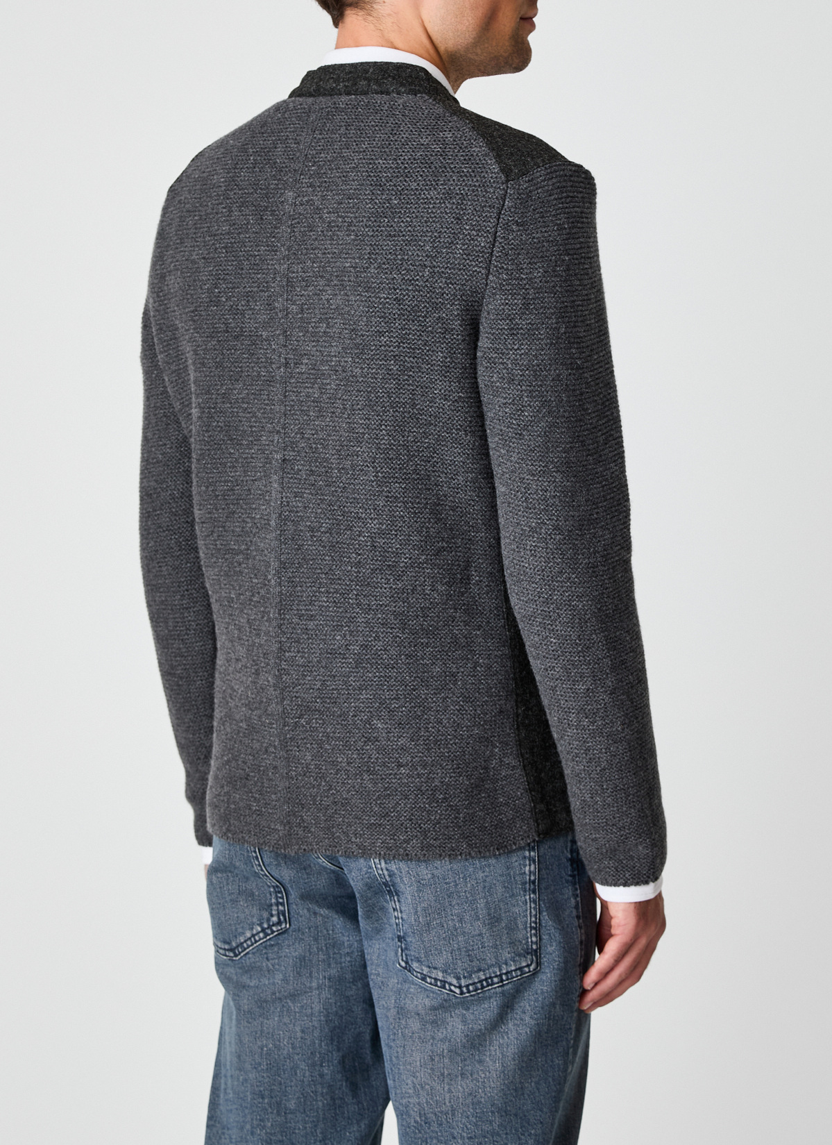 Strick Blazer, Dark Grey Melange Rückansicht