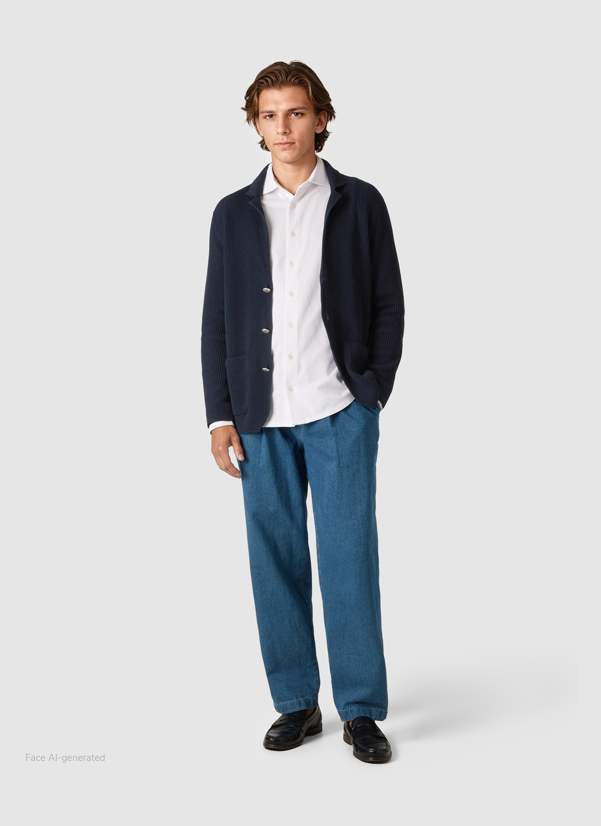 Strickjacke Knopf 1/1 Arm, Navy Detailansicht 2