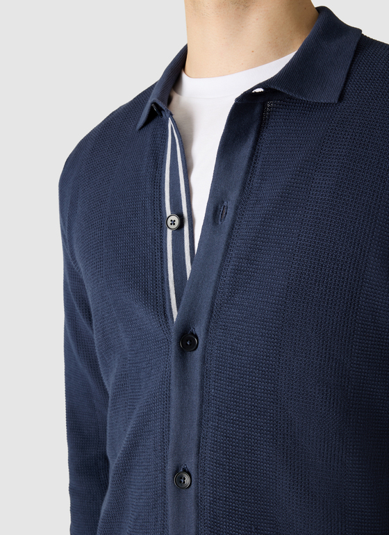 Strickjacke Knopf 1/1 Arm Dawn Blue Frontansicht