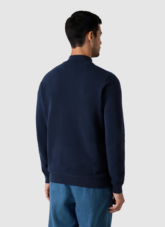 Strickjacke Zip 1/1 Arm Dawn Blue Frontansicht