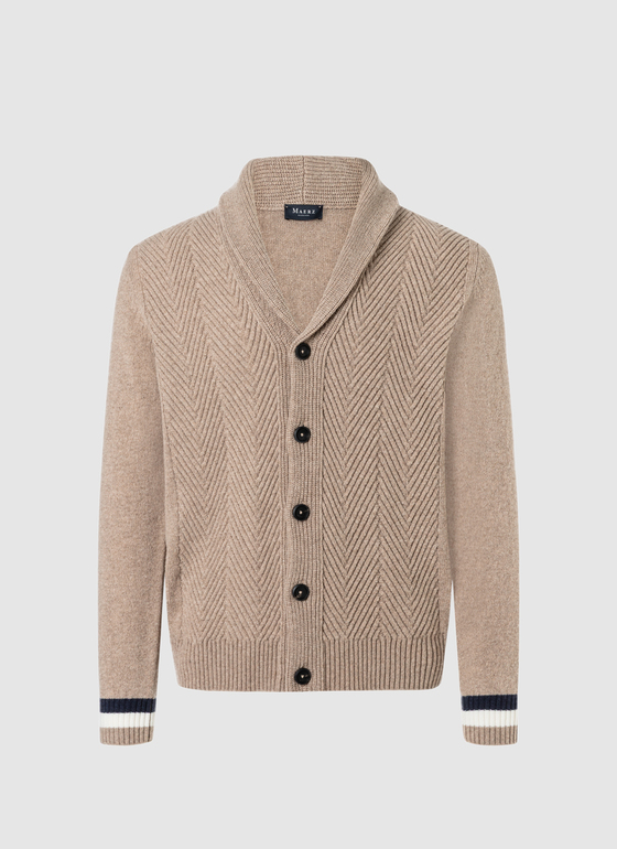 Strickjacke Schalkragen 1/1 Arm Hazelnut Frontansicht