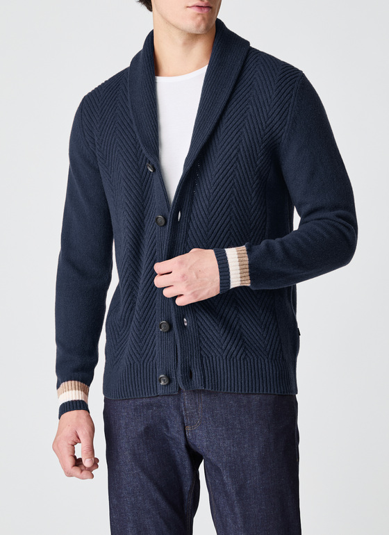 Strickjacke Schalkragen 1/1 Arm Bright Night Frontansicht