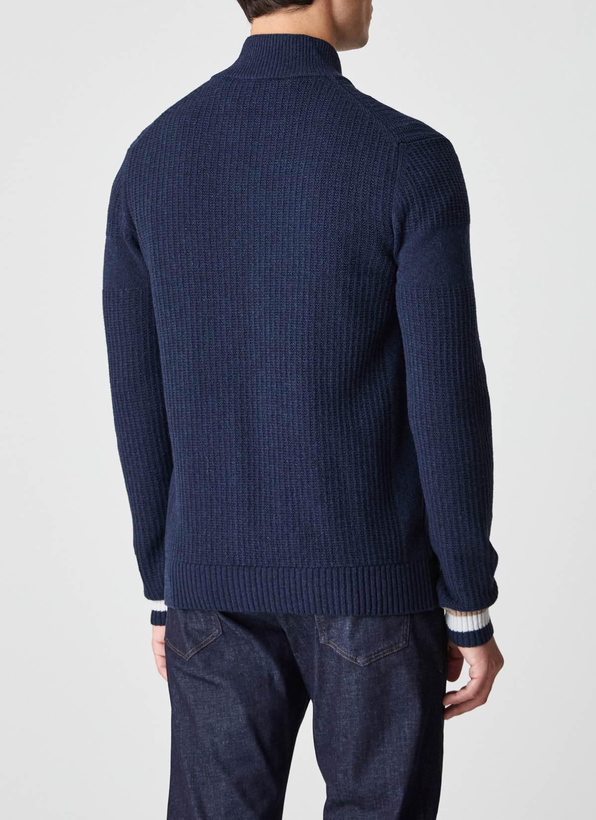 Strickjacke Zip 1/1 Arm, Bright Night Rückansicht