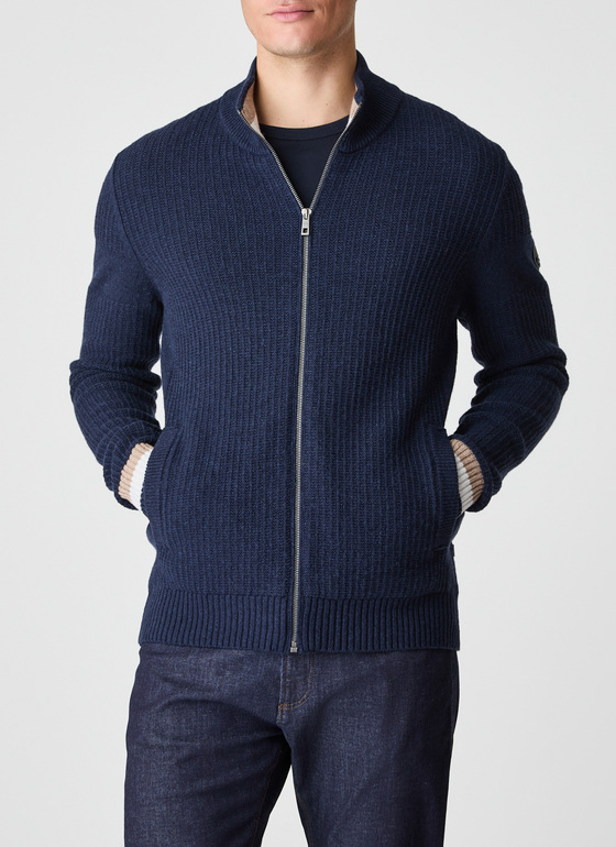 Strickjacke Zip 1/1 Arm Bright Night Frontansicht