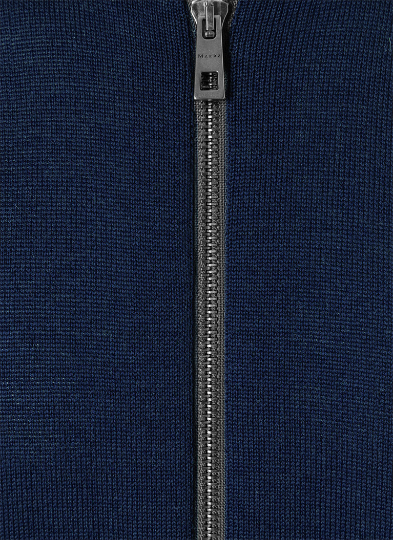Strickjacke Zip 1/1 Arm, Dusk Blue Detailansicht 1