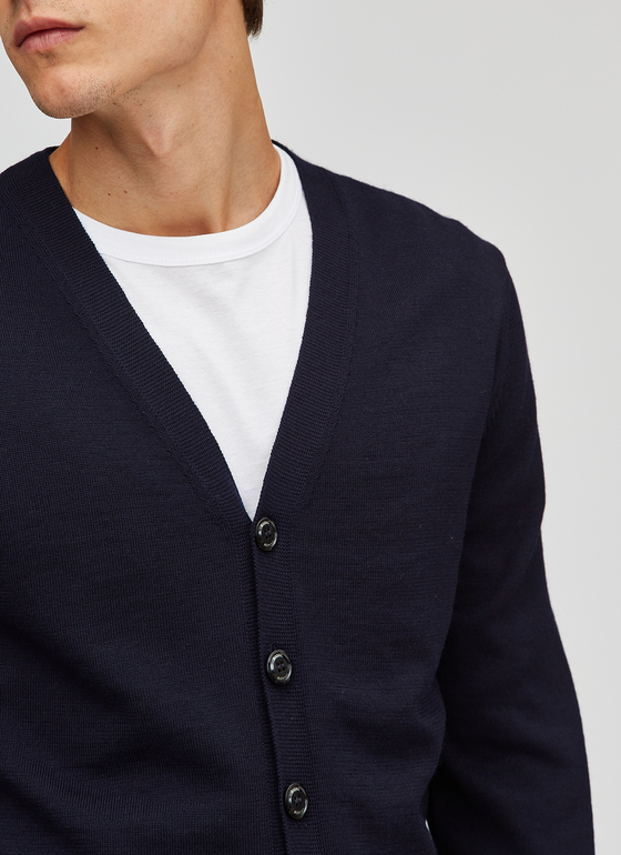 Strick Cardigan 1/1 Arm Navy Frontansicht