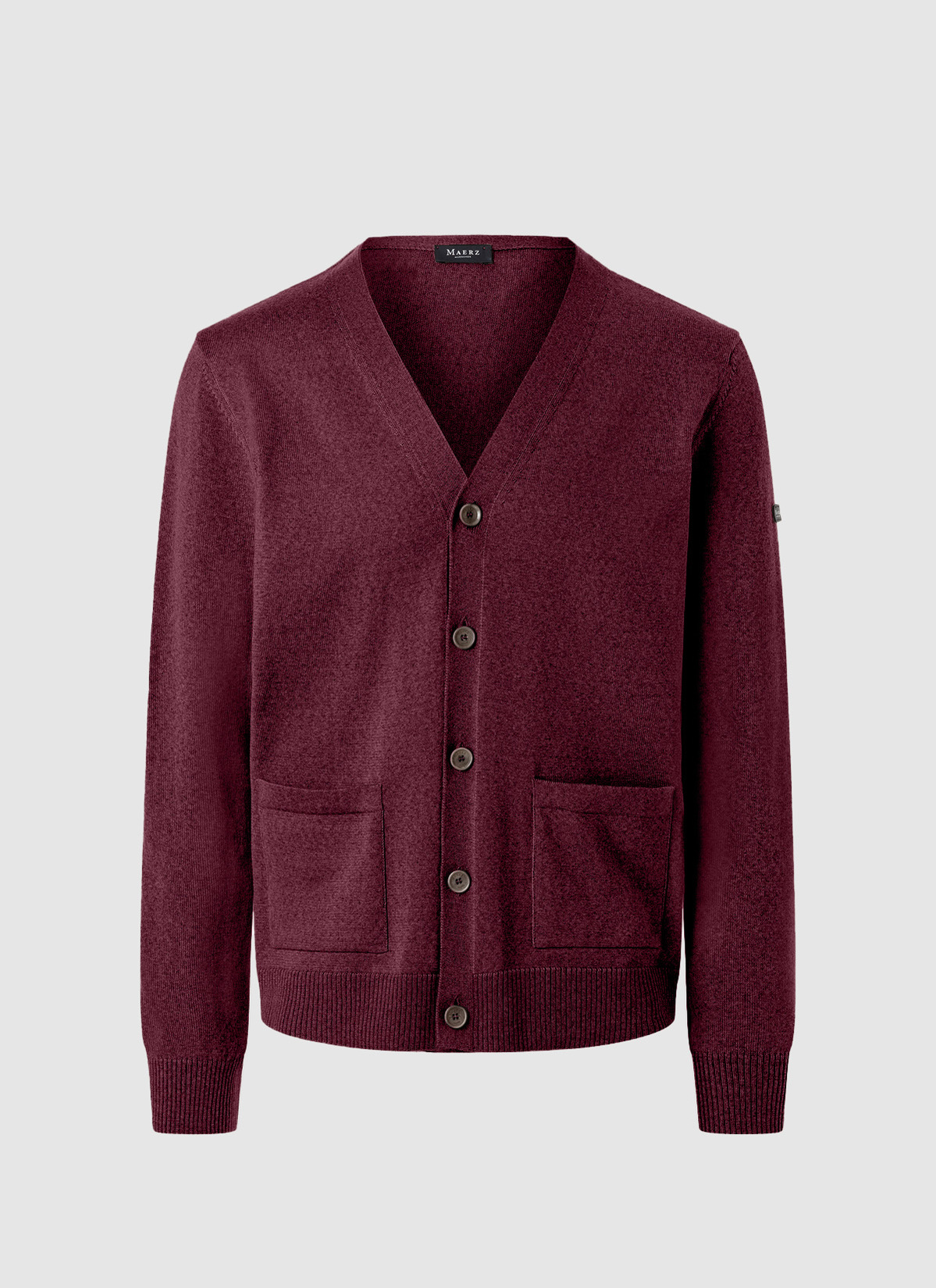 Strick Cardigan 1/1 Arm, Barolo Wine Frontansicht