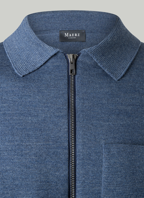 Strickjacke Zip 1/1 Arm, Nimes Blue Detailansicht 1