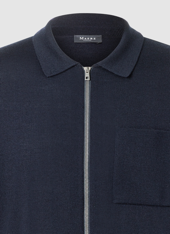 Strickjacke Zip 1/1 Arm Navy Frontansicht