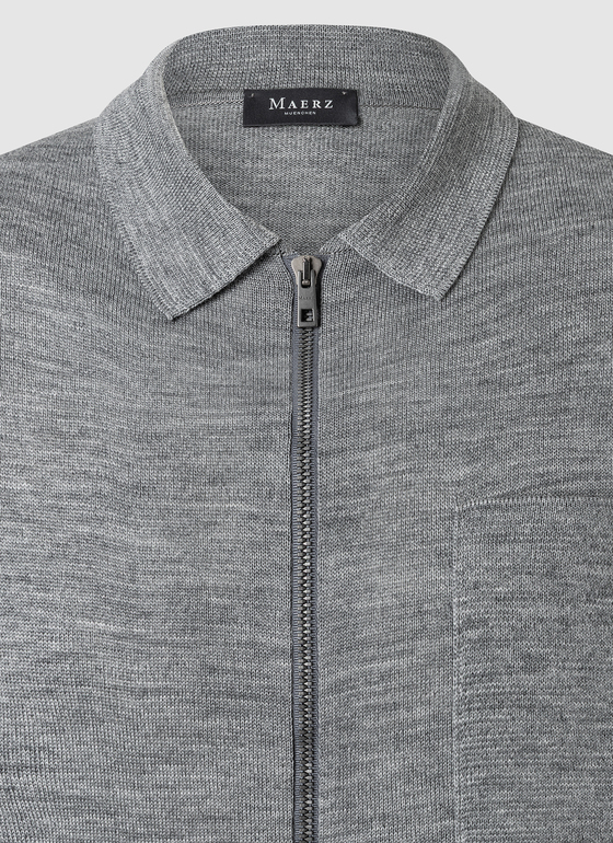 Strickjacke Zip 1/1 Arm Shark Skin Frontansicht