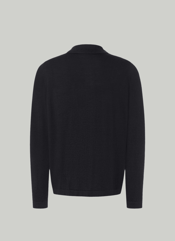 Strickjacke Zip 1/1 Arm Black Frontansicht
