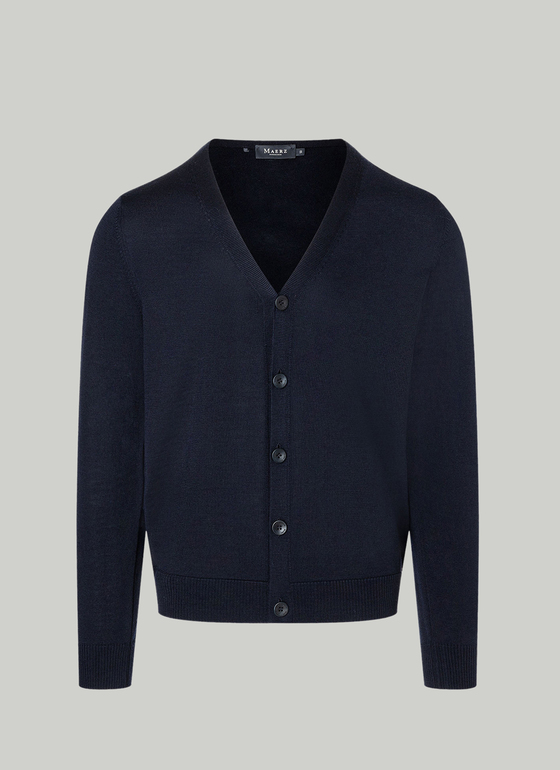 Strick Cardigan 1/1 Arm Navy Frontansicht