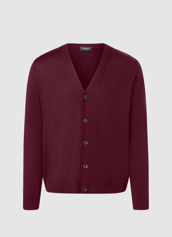 Strick Cardigan 1/1 Arm Barolo Wine Frontansicht