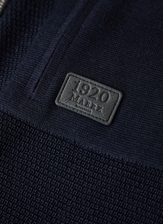Strickjacke Zip 1/1 Arm Navy Frontansicht