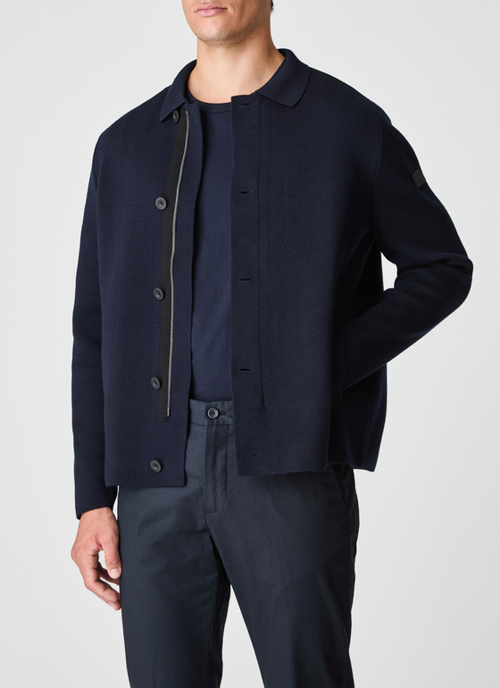 Strickjacke Knopf 1/1 Arm Navy Frontansicht