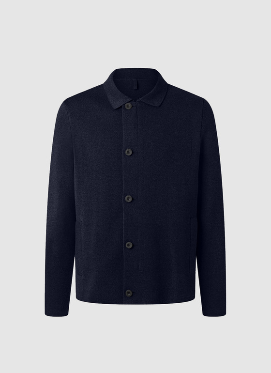 Strickjacke Knopf 1/1 Arm Navy Frontansicht