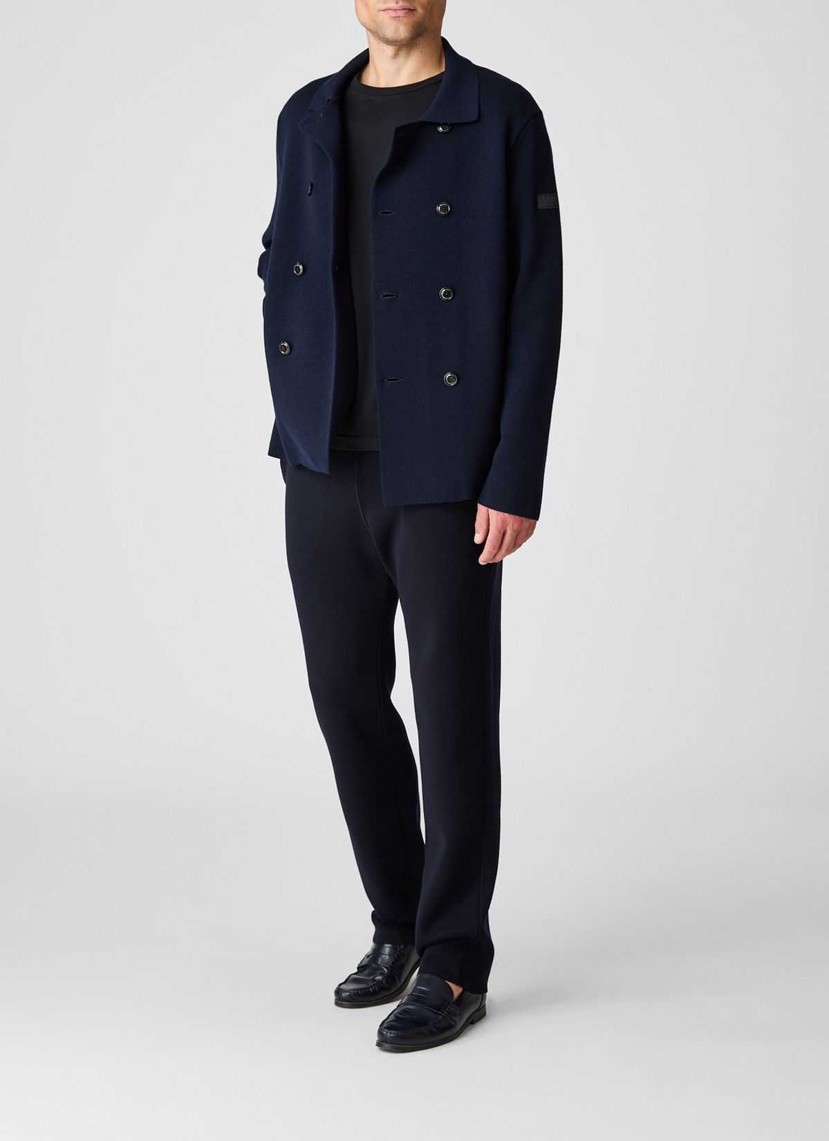 Strick Blazer, Navy Detailansicht 2