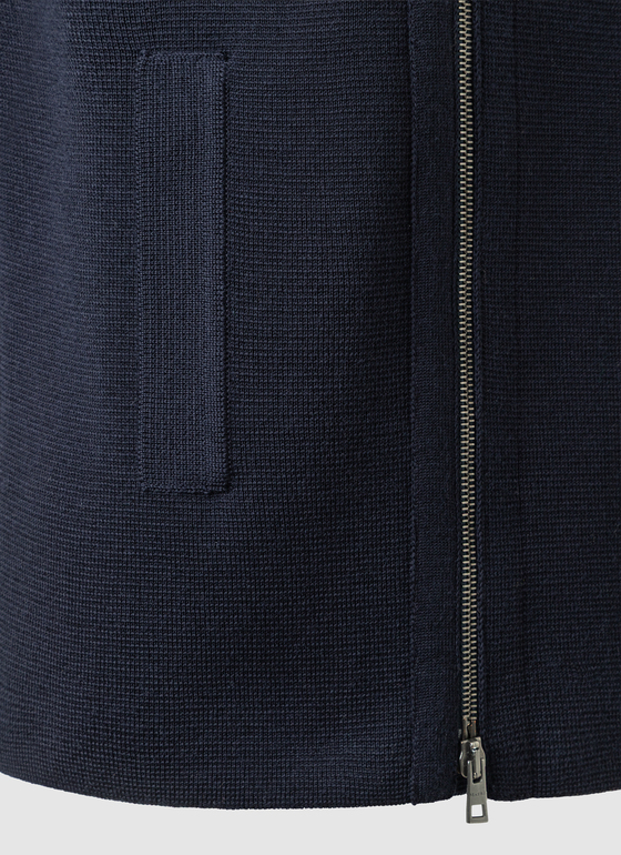 Strickjacke Zip 1/1 Arm Navy Frontansicht