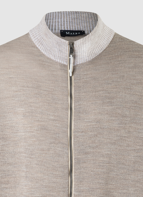 Strick Cardigan 1/1 Arm Iced Latte Frontansicht