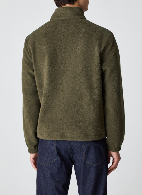 Sweat Stehkragen Zip Foggy Teal Frontansicht