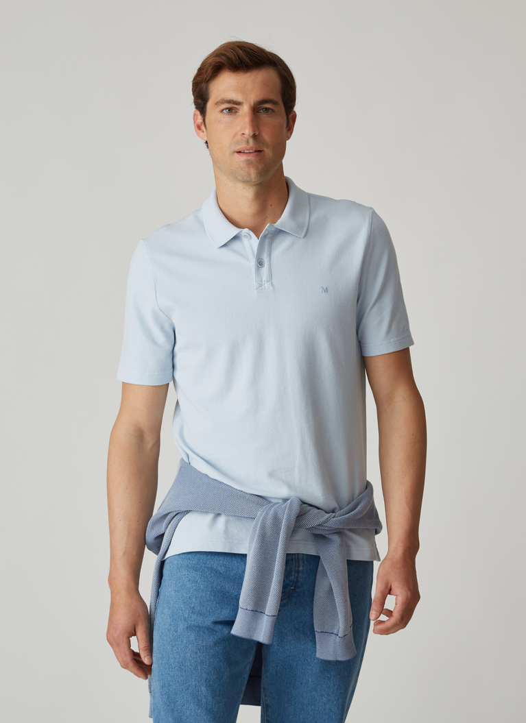 Poloshirt, Knopf 1/2 Arm, Cold Blue Frontansicht