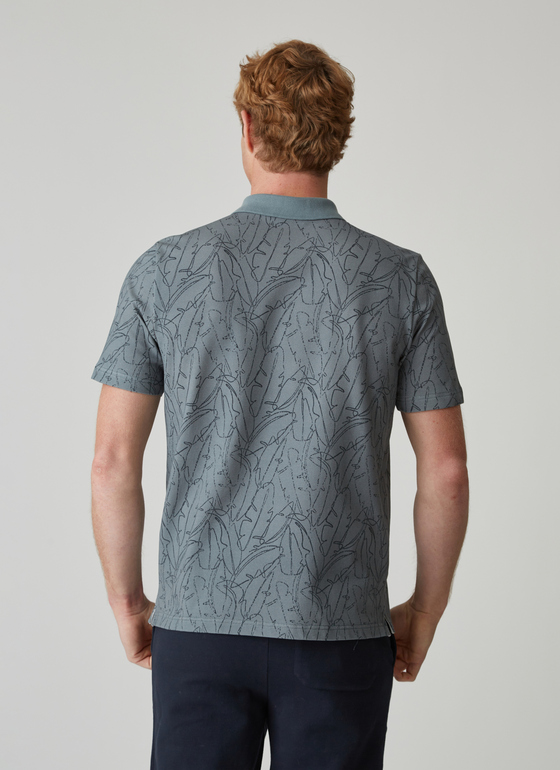 Poloshirt, Knopf 1/2 Arm Mud Green Frontansicht