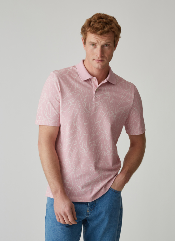 Poloshirt, Knopf 1/2 Arm Light Rosa Frontansicht