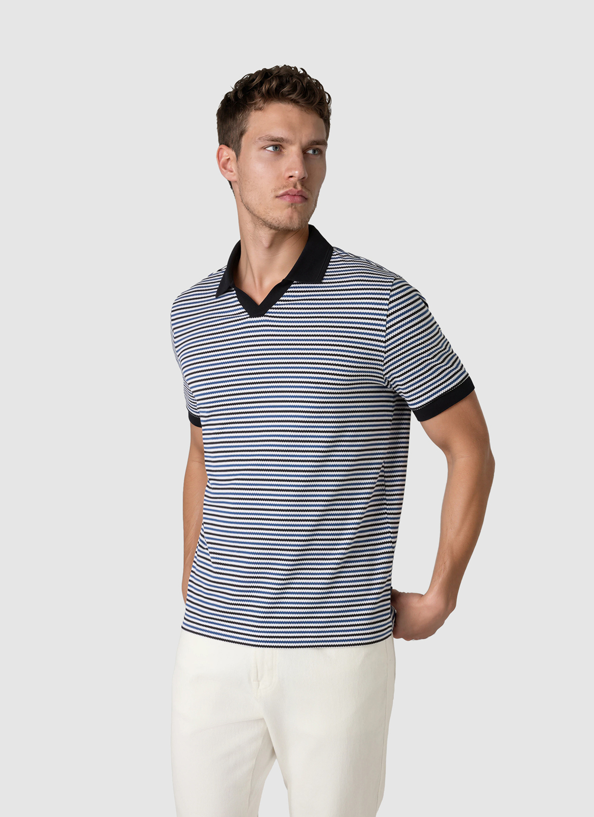 Poloshirt, Medium Blue Detailansicht 2