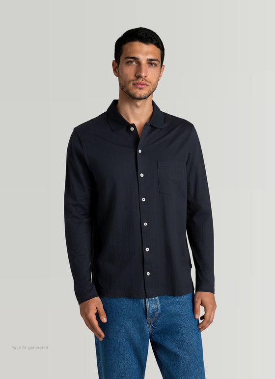 Hemd 1/1 Arm Navy Frontansicht