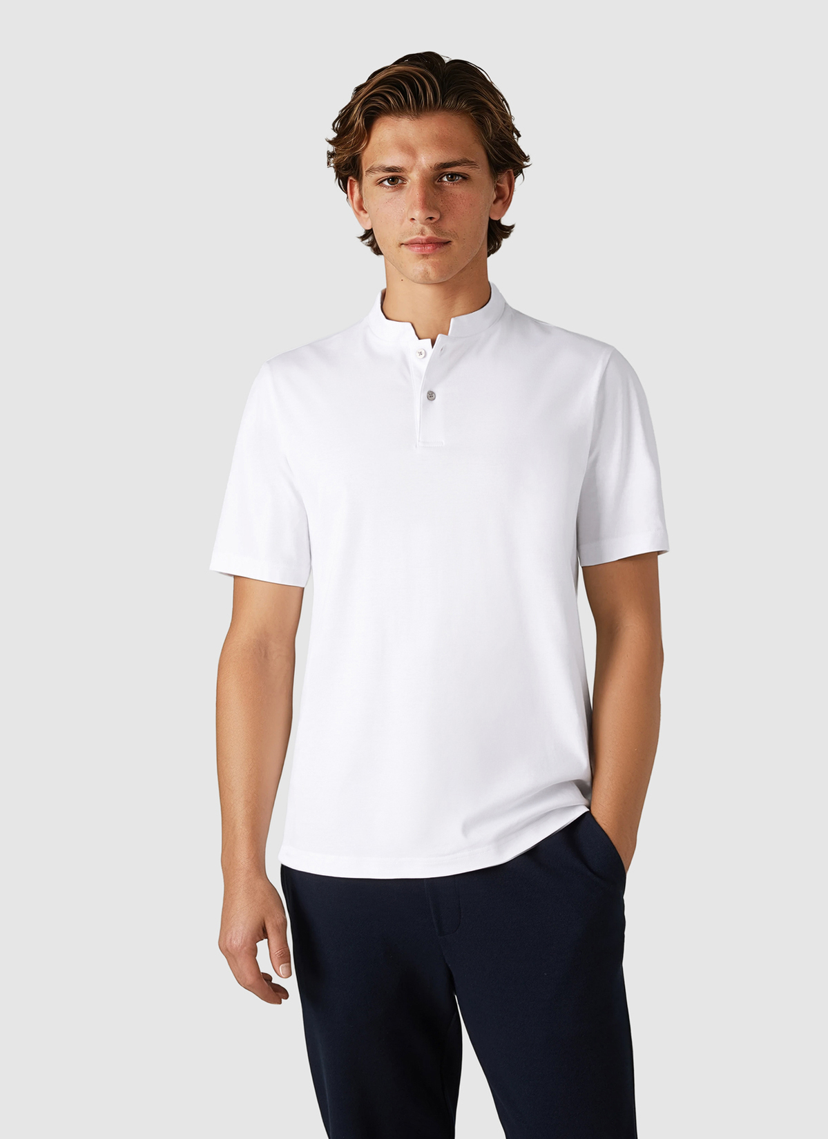 Henley, Pure White Frontansicht